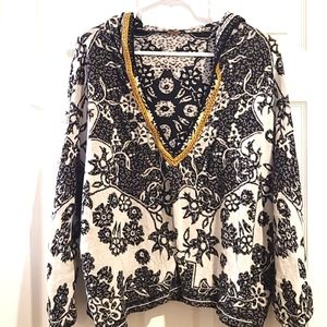 Like new Free People hooded tunic embroidered detailing
